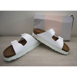 Birkenstock Papillio Women's 10 White Arizona Grooved Vegan Platform Sandals